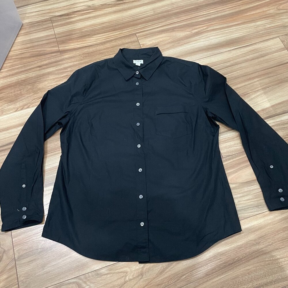 J Crew Factory Button Down Shirt Black NWT size L